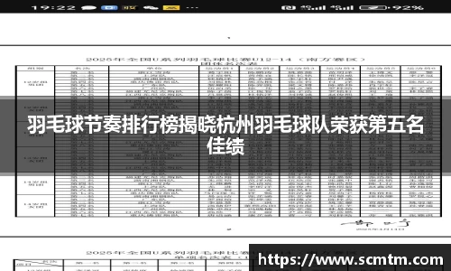 羽毛球节奏排行榜揭晓杭州羽毛球队荣获第五名佳绩